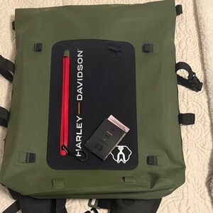 Harley Davidson Uncharted Olive and Black Backpack with Red Detail